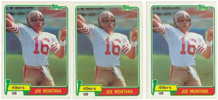 1981 Topps #216 Joe Montana Rookie Cards Trio (3)